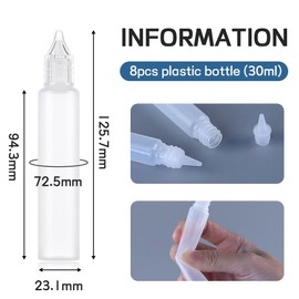 XENQITO 8 x 30 ml liquid bottles, dropper bottles, empty squeeze bottles, plastic dosing bottles, plastic bottles, dropper bottles with lid, suitable for oil, paint, glue and other liquids