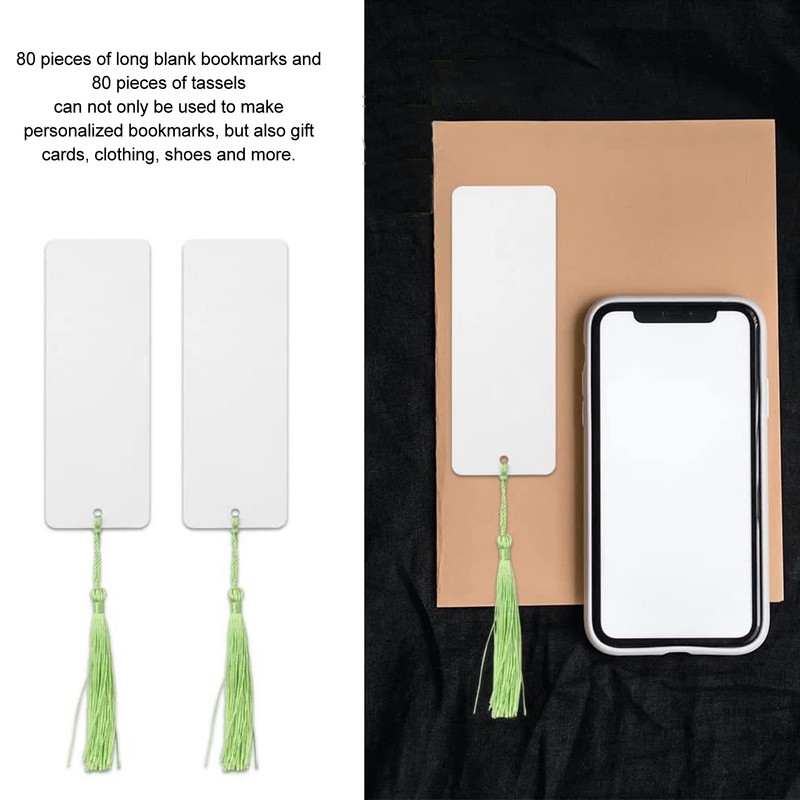 80 Sets Blank Bookmarks 5.5in Long 2in Wide Smoothing Widely