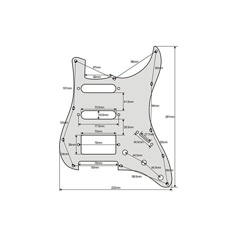 Guitar Anatomy Stratocaster HSS Humbucker Pickguard Scratchplate to Fit Fender