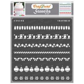 CrafTreat Reusable Christmas Border Stencils for Painting on Wood, Walls and Tiles - Christmas Border Stencil - 6 x 6 Inch - DIY Art and Craft Stencils for Corners and Edges