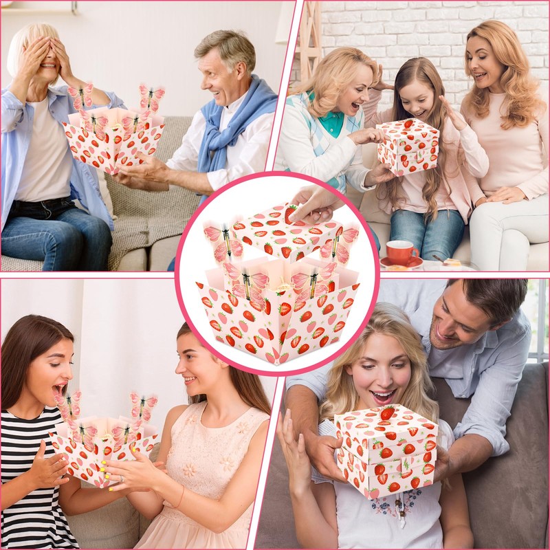 VZXZXE Surprise Gift Box Butterfly, Strawberry DIY Explosion Box, Birthday