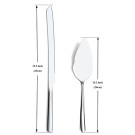 Wedding Cake Knife and Server Set, Stainless Steel Cake Cutting Set for Wedding, Include Cake Cutter and Cake Server for Wedding, Parties, Activities, Family, Dishwasher Safe (Shiny Silver)