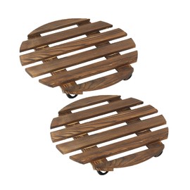 2 Pack Plant Caddy with Wheels, 14 Inch Rolling Plant Stand Heavy Duty with Metal Lockable Casters, Wooden Plant Dolly for Outdoor Indoor, Large Flower Pot, Patio (14inch-2 pack)