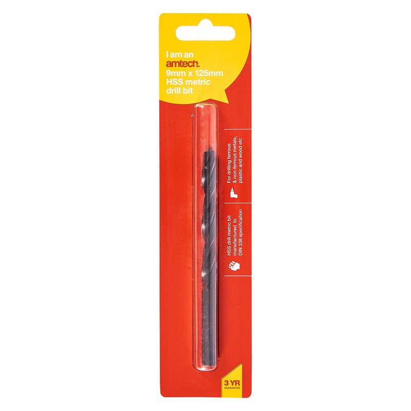 Amtech F5019 High speed steel (HSS) metric drill bit (9mm