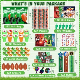Football Party Favors, Football Stationery Set Includes Whistles Slap Bracelet Football Party Favors for Kids Adults Football Goodie Bags Bulk Fillers Classroom Party Supplies