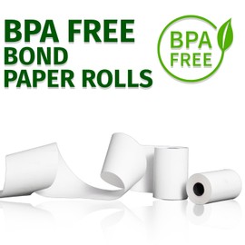 Gorilla Supply 2 1/4 in x 150 ft Bond Paper Rolls, 2.25" x 150' Adding Machine Tape, 1-Ply Receipt Paper Rolls for El-1750 1801 P23, BPA Free, 12 Rolls