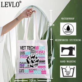 LEVLO Vet Tech Canvas Tote Bag Veterinarian Gift Veterinary Shoulder Bag For Vet Doctor Nurse Student, Vet Tech Tote, Large