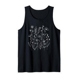 Vintage Boho Flowers Minimalist Wildflower Botanical Florals Tank Top