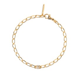 PDPaola Letter Bracelet Link Bracelet Letter Gold (19, S), Sterling Silver, Cubic Zirconia