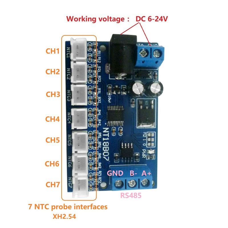 7 Channel RS485 NTC Temperature Measurement MODBUS RTU Paperless Recorder