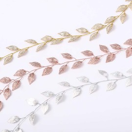 Yean Wedding Headband Gold Leaf Bridal Headpieces for Bridesmaid and Flowergirls (15.7 Inches) (Gold)