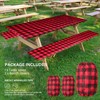 BBTO 3 Pieces Vinyl Picnic Table and Bench Fitted Tablecloth