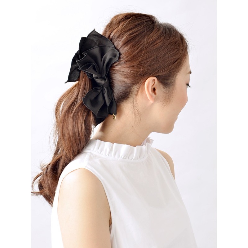 VINGTAINE H-300 Fluttering Scarf, Ribbon, Banana Clip, Hair Clip, Black