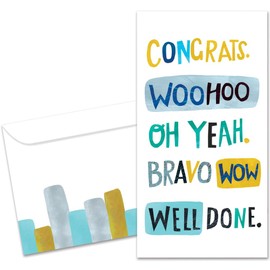 Tree-Free Greetings - Graduation Money Holder Card - Artful Designs - 1 Money Holder Card + Matching Envelope - Made in USA - 100% Recycled Paper - 3.7 x 7 - Woohoo Congrats (ZO70239)