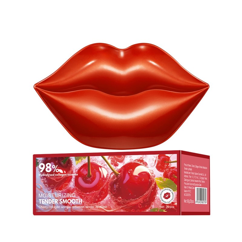 Bluemega Parches Hidratantes para Labios con Cereza y Colágeno, 20Pcs