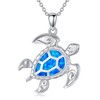 TOUPOP Sea Turtle Necklace Tortoise Pendant 925 Sterling Silver Blue Opal Sea Turtle Gifts for Women Turtle Jewelry Beach Ocean Gifts for Women Birthday Christmas