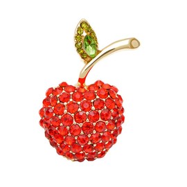 Cute Red Apple Pin Brooch for Women Girls Austria Rhinestone Crystal Fruit Pin Clip Sweater Scarves Jackets Dress Suit Backpacks Badge Brooches Pins, Metal, Cubic Zirconia