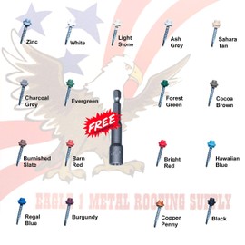 EAGLE 1#12 (1",1.5", 2") Self Drilling Metal Building Screws - 5/16 Hex Head with Self Seal Washers (1", Ash Gray)