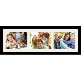 ArtToFrames Collage Photo Frame Single Mat with 3-8x10 Openings and Satin Black Frame.