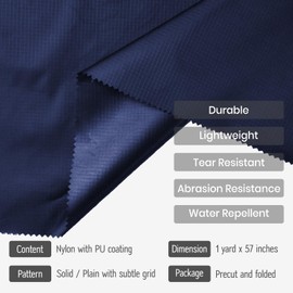 sheelokhwui Precut Nylon Fabric (1 Yard x 57 inch) - Water Repellent Ripstop Fabric, Lightweight, Du-Rable - Used for Covers, Flag, Sacks, Upholstery, Tent, Tarps, Kite, Craft and DIY - Navy Blue