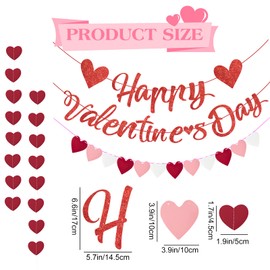 Valentine's Day Decorations, Happy Valentines Day Letter Banner Garland Decorations Kit, Valentine Decor Banner, Romantic Valentine's Days Party Supplies Decor, for Home Classroom Office Wedding