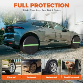 Tire Covers 4 Pack, Universal Fits 30-32 inch RV Tire Covers Set for RV, Trailer, SUV, Truck, Camper, Jeep Waterproof Anti-UV Tough Wheel Protector