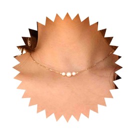 Allereya Vintage Pearl Pendant Necklace Pearl Necklace Choker Necklace Gold Pearl Necklace Short Pearl Necklace Jewellery for Women and Girls, Zinc