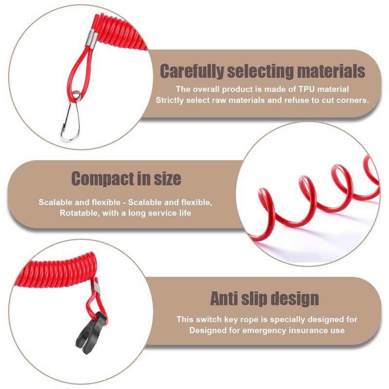YAPKOLV Engine Stop Switch Rope, Emergency Stop Switch Quickstop for