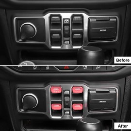 CheroCar for Jeep JL Window Switch Button Cover Trim Interior Accessories for Jeep Wrangler JL JLU Gladiator JT 2018-2021 (Pink)