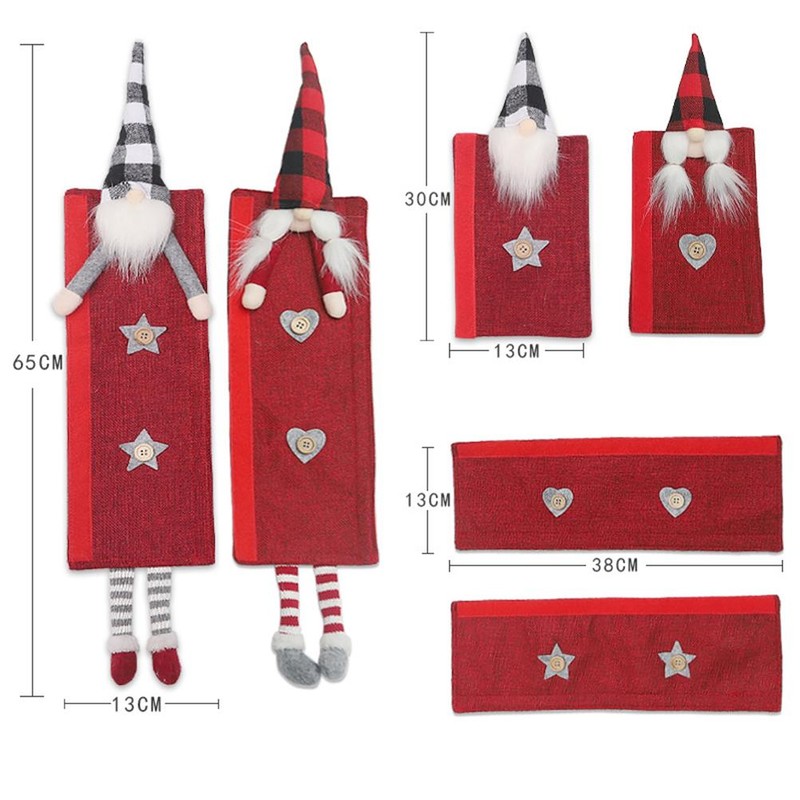 6 Pcs/Set Christmas Refrigerator Door Handle Covers Faceless Dwarf Antiskid