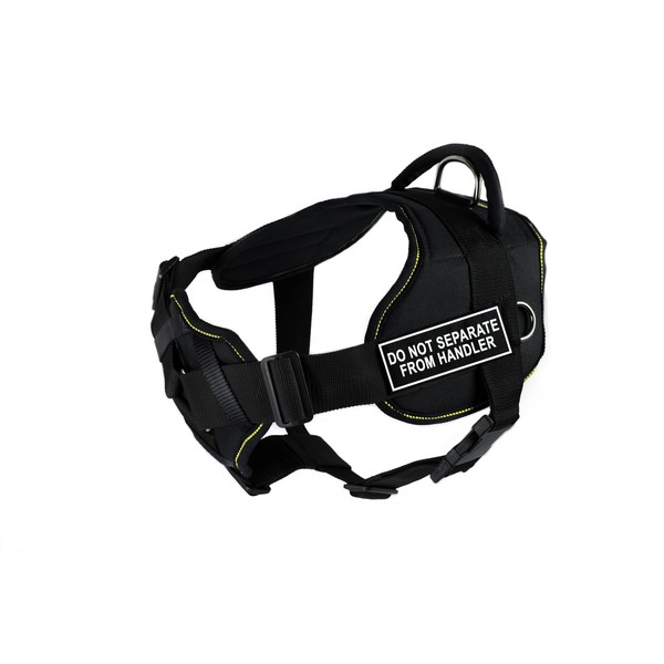 Dean & Tyler Fun Works Do not Separate from Handler Harness with Padded Chest Piece, Medium, Fits Girth Size: 28-Inch to 34-Inch, Black with Yellow Trim