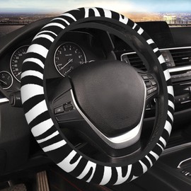 Zebra - Funda protectora para volante con estampado de rayas abstractas, antideslizante, con estampado de cebra, para mujeres y niñas, universal de 15 pulgadas