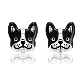Dog Stud Earrings for Women Sterling Silver French Bulldog Earrings Cute Animal Jewelry Gifts for Women Mom Daughter Wife, No Gemstone