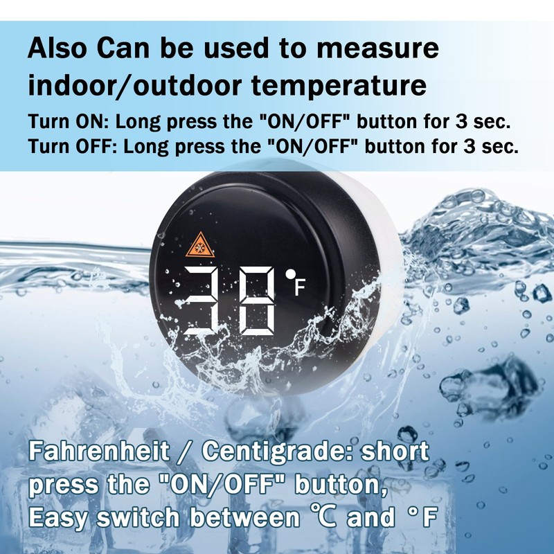 Cold Plunge Thermometer, Multifunction Floating Pool Waterproof Thermometer for Ice