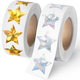 Star Stickers, 2 Rolls, 1000 Sheets, Reward Stickers, Star Seals, Glitter Seals, Envelope Seals, Large Capacity, Cute, Notebook, Decoration, For Kids, Students, Schools