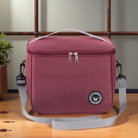 Insulated Lunch Bag with Adjustable Strap Reusable Leakproof Lunch Box for Women Men Portable Thermal Cooler Bag for Work School Picnic Outdoor (Wine Red, L)