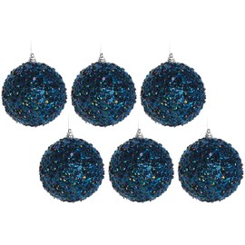 BWG Deep Blue Purple Mini Sequin Glitter Christmas Tree Bauble Decoration (Set of 6)