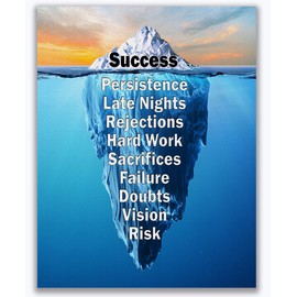 Success Iceberg - Stretched on a Heavy Wood Frame - Ready to Hang - Makes Great Motivational and Inspirational Home Décor and Gift (Canvas, 18" x 24")