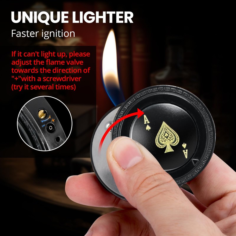 CHOICEDC Cool Lighter for Men, Refillable Butane Lighter, Ace of