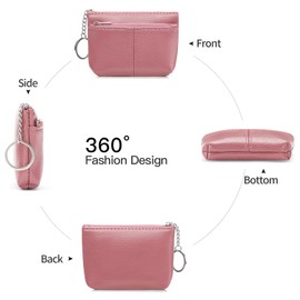 SENDEFN Women's Leather Coin Purse Small Pouch Change Wallet with Keychain