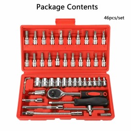 Unbranded 46Pcs 1/4" Ratchet Wrench Combination Socket Tool Set Kit Auto Car Repairing New