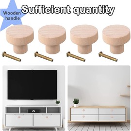 Znamhee 12 Stück Möbelknöpfe Holz, Runde Natur Holz Holzknöpfe, Holz Tür Schubladengriffe, Mit Schrauben, Holzgriffe für Schränke, kommode, Schränke, Schubladen, möbel
