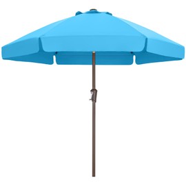 ABCCANOPY Patio Umbrella 7.5ft, Outdoor Table Umbrella with Push Button Tilt and Crank, 8 Ribs Umbrella for Patio Pool Garden Deck (Turquoise)