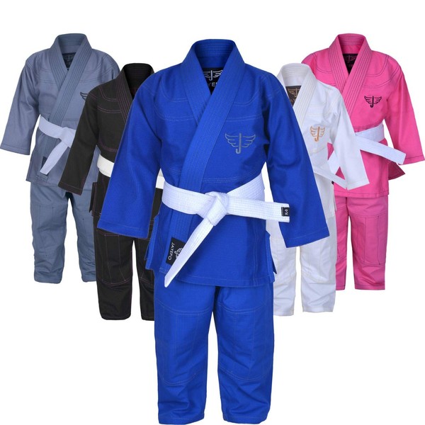 Jayefo K000 - K000 - K000 - Jiu Jitsu Gi brasileño deportivo para niños y niñas - Kimono de uniforme de agarre preencogido