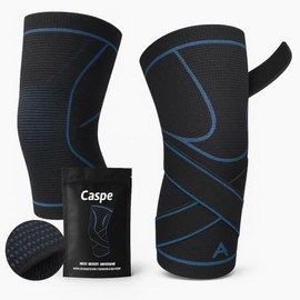 Caspe Knee Brace for Women & Men with Adjustable Straps – Knee Compression Sleeve for Arthritis, Meniscus & MCL Support, Sports Injury Recovery, Running (Pack of 2, Black, Medium)