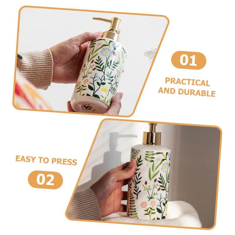 WOONEKY Ceramic Lotion Dispenser with Pump Elegant Refillable Soap Pump