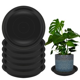 TNTIWQ 6 Pack 10 Inch Round Plant Saucers for Less 8.4 Inch Pot Indoors Outdoors Plant Trays for Pots Planter Saucer Plastic Plant Drip Tray Planter Water Tray for Potted Plants(Black, 10"(6pcs))