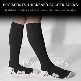 SkiBeaut Soccer Socks Team Sport Knee High Football Socks for Adult Youth Kids,2 Pairs Basketball Cushioned Men Boys Athletic Socks