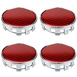 Modengzhe Center Caps for Rims,54mm Wheel Rim Hub Center Covers Replacement 52mm Lug to Lug,Chrome Base Red Lattice Top,Pack of 4