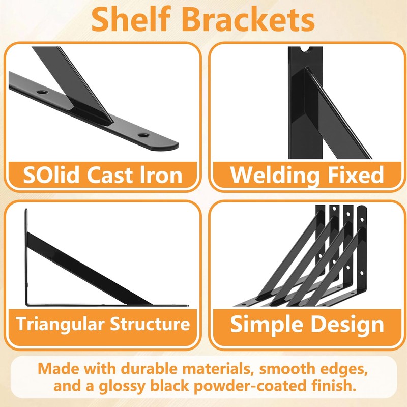Gabotrie 4 Pack Heavy Duty Shelf Brackets, Metal L Brackets,